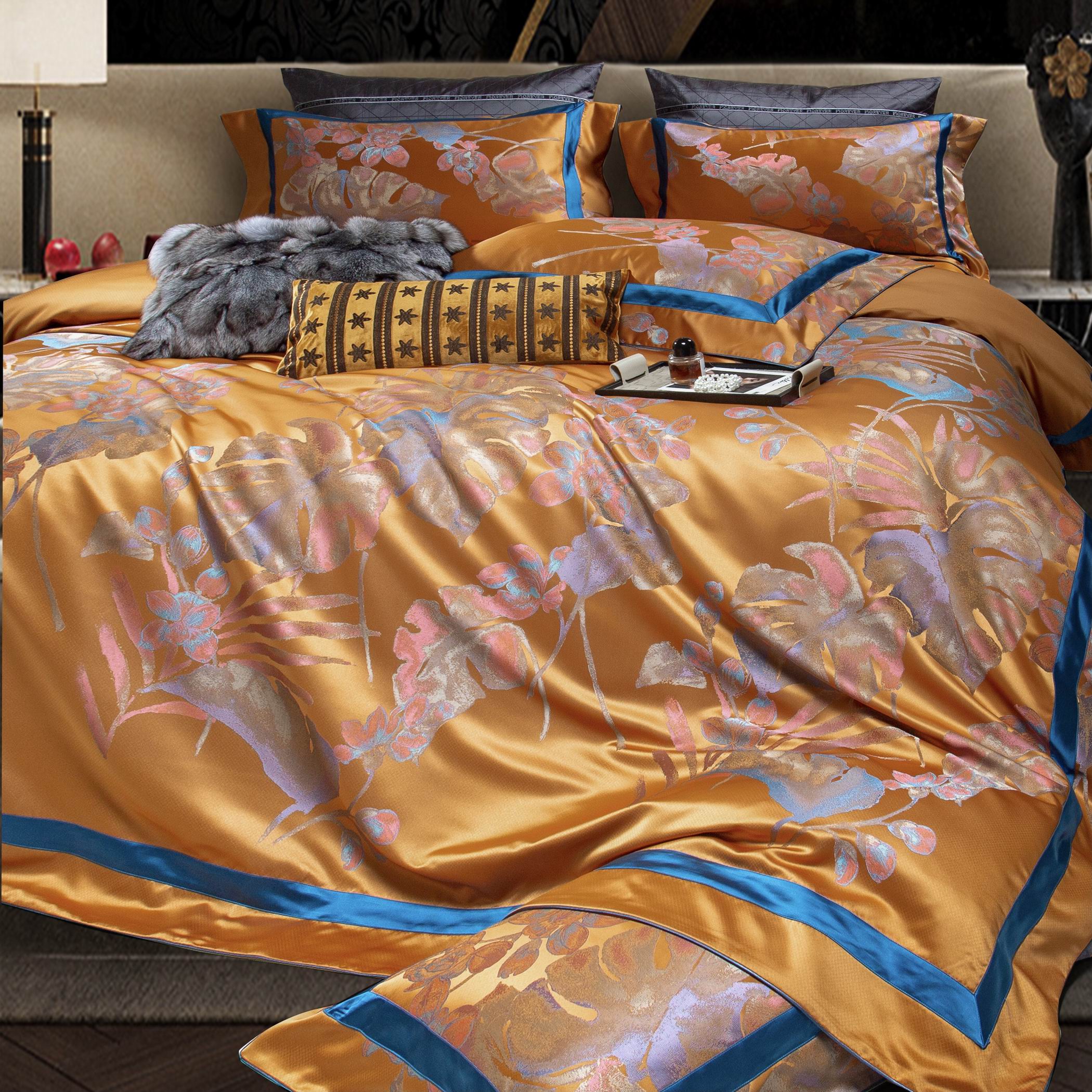 真丝棉色织提花田园轻奢四件套