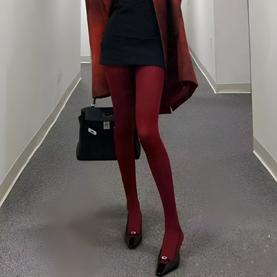 DODOYO 红色本命年打底裤女棉质百搭日系显瘦基础网红INS打底袜