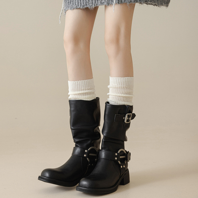 洞洞妖白色小腿袜秋冬长筒靴袜女
