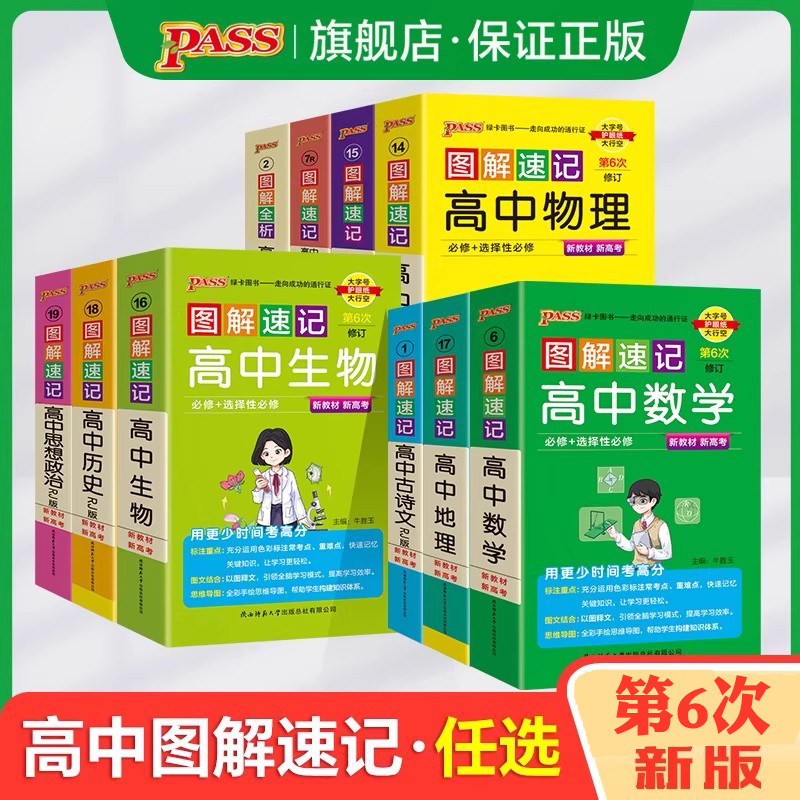 新教材第6次图解速记高中全套语文数学英语物理化学生物历史地理思想政治公式定律基础知识手册pass绿卡图书高一二三高考便携口袋图片