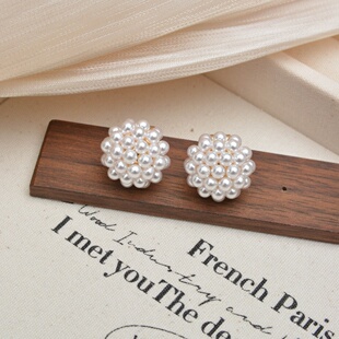 2025新款时尚百搭气质小米珠无耳洞免打孔珍珠三角耳夹无痛耳环女