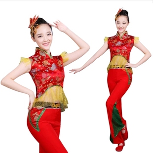 张灯结彩中老年喜庆红灯笼广场舞演出服腰鼓扇子舞蹈服秧歌演出服
