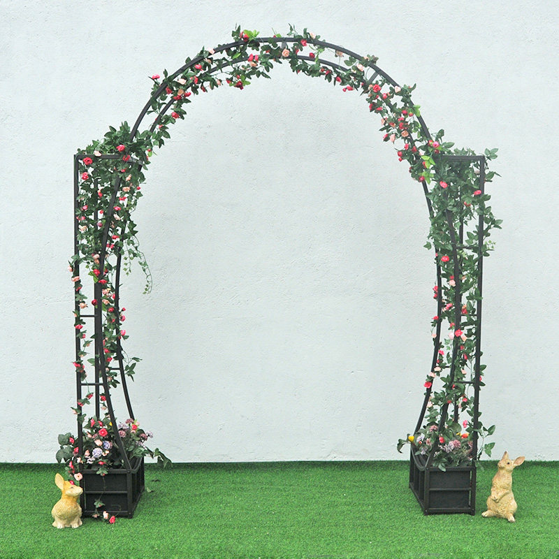 安盛铁艺花架拱门黑色新款田园风格月季铁线莲爬藤架子多功能
