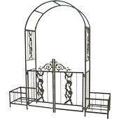 安盛花园门庭院铁艺花架支架爬藤架艺术拱门带门篱笆田园盆景架子