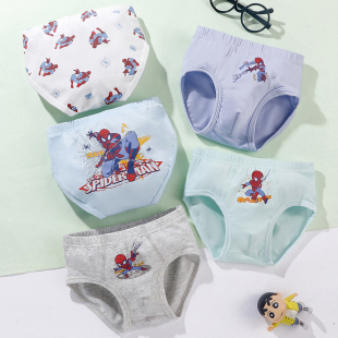 头 不夹PP幼儿园小孩蜘蛛侠恐龙中小童短裤 儿童内裤 纯棉男童三角裤