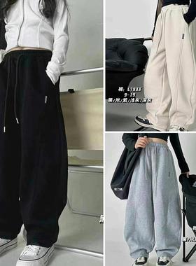 大E小e2024冬款男女童一体绒香蕉裤中大童运动针织裤弯刀裤潮7933