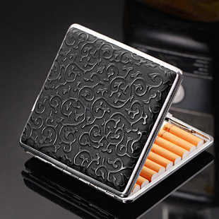 富贵唐草 皮质 便携式 双枪烟盒 防压个性 立式 薄 礼品男烟夹 20支装