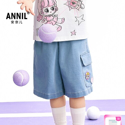 【商场同款】安奈儿童装女童牛仔短裤2026夏新款甜美工装XG626217