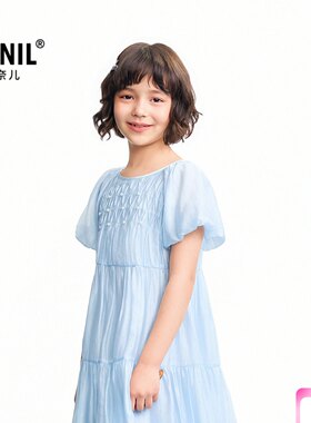 【商场同款】安奈儿童装女大童短袖连衣裙2026夏新款AG623136