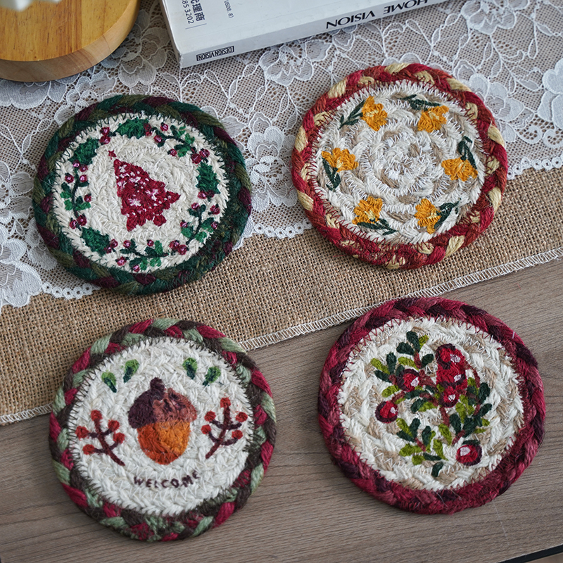手工麻绳编织套装美式可爱杯垫
