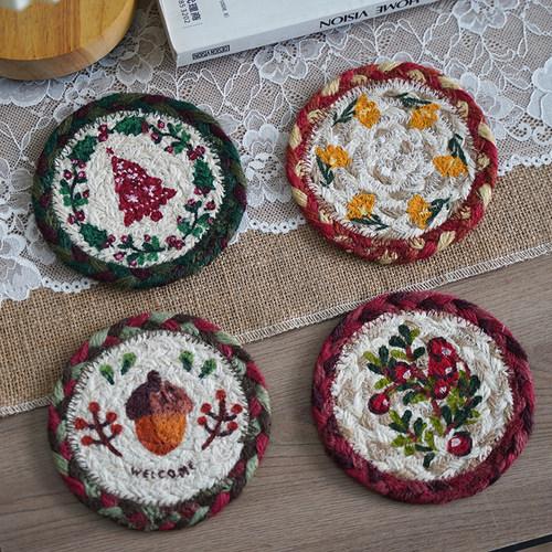 手工麻绳编织套装美式可爱杯垫