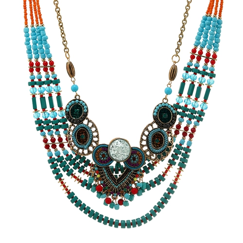 Ретро ожерелье, серьги, этнический комплект, подвеска, аксессуар для волос, европейский стиль, стиль бохо, этнический стиль