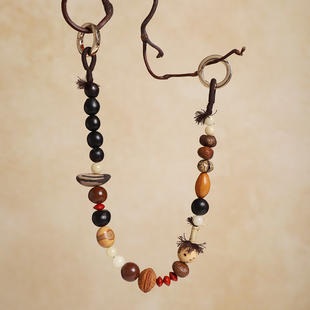 新中式植物种子串珠包包挂件小众国风高级感编织挂绳复古文艺挂饰