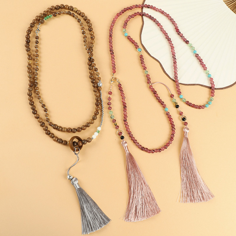 新中式复古串珠斜挎链中国风高级感小众佛珠项链长款流苏旗袍配饰,饰品/流行首饰/时尚饰品新,项链,淘宝优惠券,粉丝福利购,淘宝优惠卷