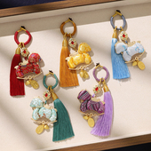 非遗双面宋锦小马包挂挂件新中式 国风手工编织钥匙扣流苏马年挂饰