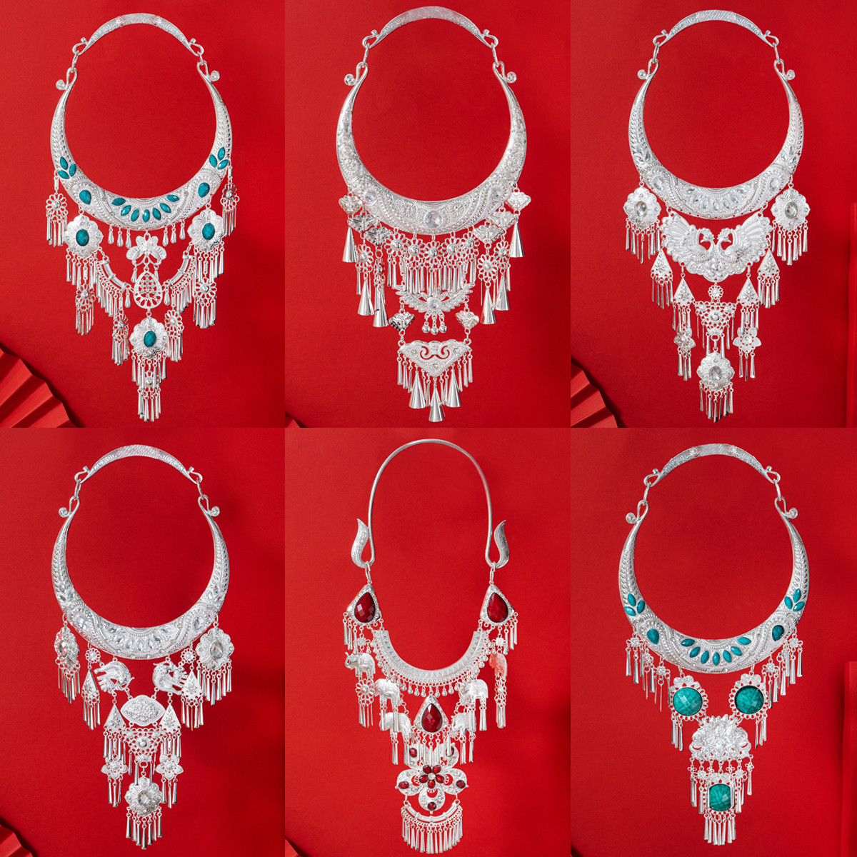 苗族大项圈银饰项链少数民族风苗银长款流苏贵州侗族舞蹈演出配饰,饰品/流行首饰/时尚饰品新,项链,淘宝优惠券,粉丝福利购,淘宝优惠卷