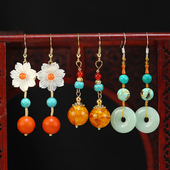 新中式 小众复古耳环中国风长款 流苏耳坠简约气质民族风旗袍耳饰女