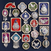 手工中式 宋锦苗银冰箱贴云南贵州苗族特色孔雀民族风傣绣文创礼品