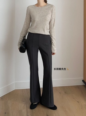 2025年秋冬新款韩国东大门直邮 highend弹性束腰拼接喇叭裤