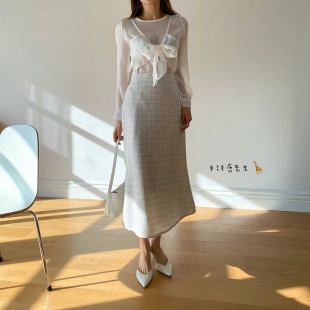 jess背部松紧腰格纹半身裙 韩国东大门直邮 2025年春季 新款