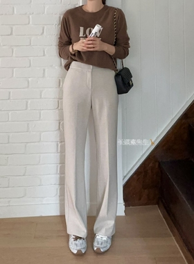 2025年秋冬新款韩国东大门直邮 highend束腰式拉绒直筒西装裤