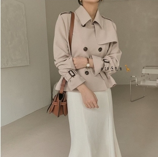 2025年秋季新款韩国东大门直邮 Stitch snap翻领短款风衣