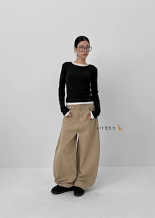 2025年秋季新款韩国东大门直邮 develop束腰式刺绣花纹阔腿裤