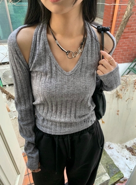 2025年春季新款韩国东大门直邮 bboo披肩式套装螺纹针织衫