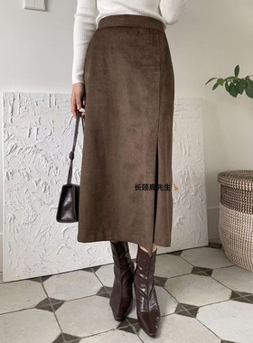 2025年秋冬新款韩国东大门直邮 shew背部松紧腰不规则半身裙