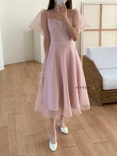 eeyou纱质拼接气质连衣裙 韩国东大门直邮 2025年春季 新款