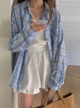 2025年春季新款韩国东大门直邮 lovememore翻领格纹衬衫