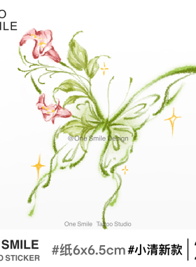 ONESMILE 栖绿 彩色纹身贴防水持久高级感蝴蝶简约手臂锁骨多巴胺