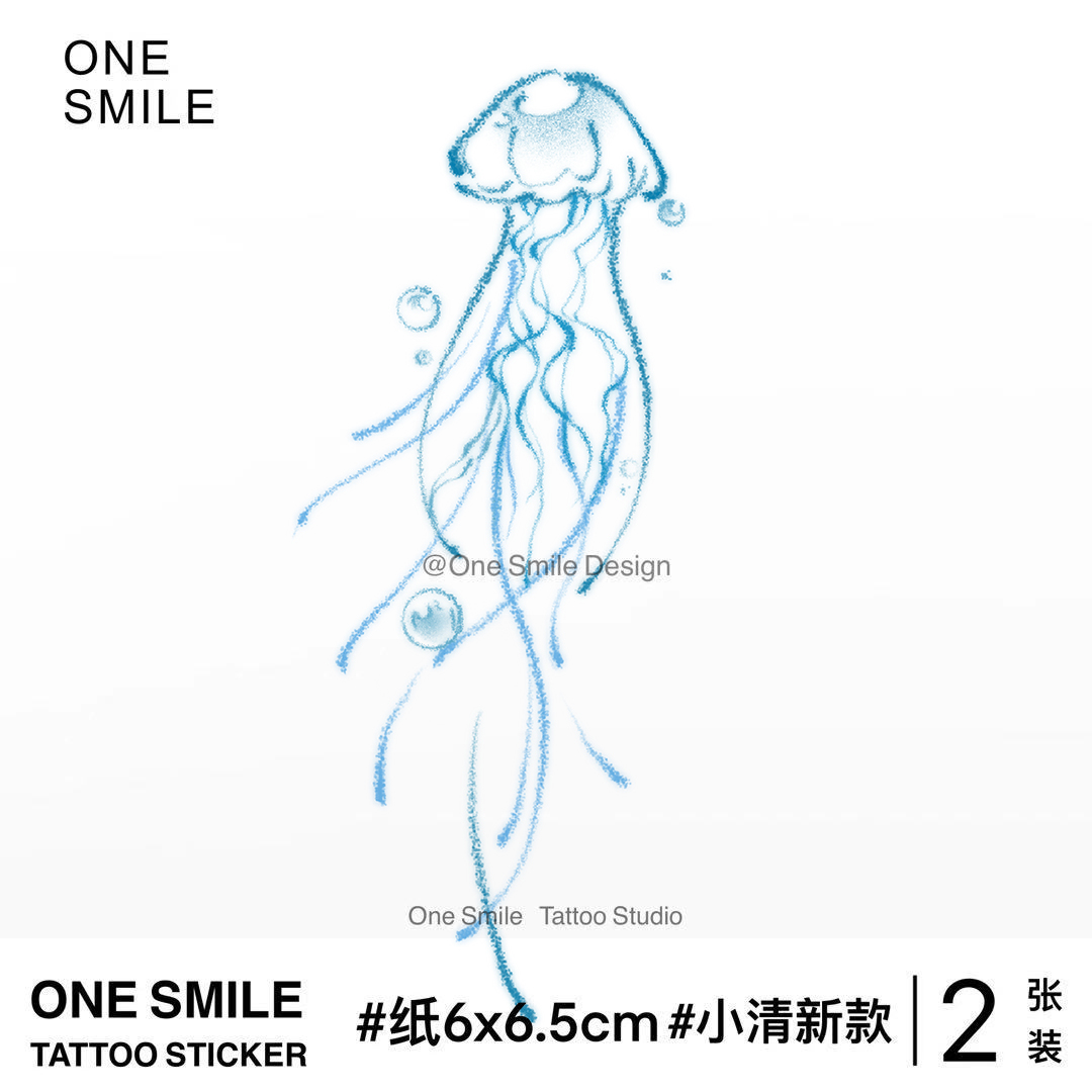 ONESMILE水母纹身贴彩色防水持久