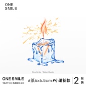 ONESMILE 燃烧冰块 火焰可爱防水持久女纹身贴高级锁骨手腕蜡烛