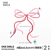 ONESMILE 圣诞蝴蝶结 彩色纹身贴纸甜美脸部清新仿真防水持久女