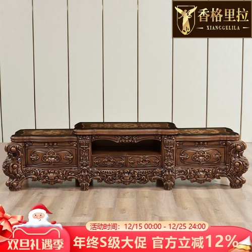 欧式储物大理石水性漆电视柜