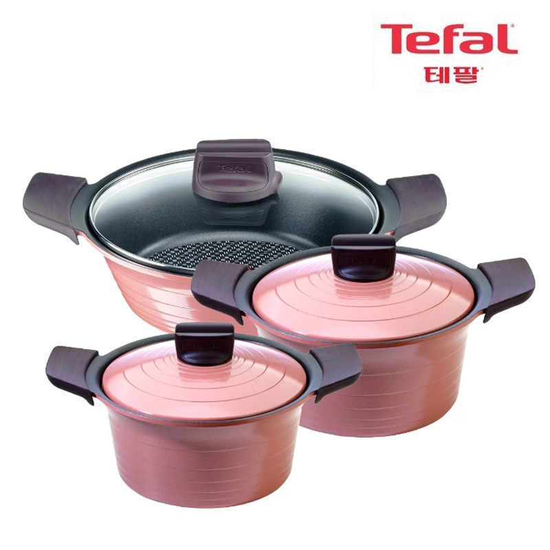 韩国原装进口正品 Tefal特福 不粘锅 汤锅炖锅火锅 3件套