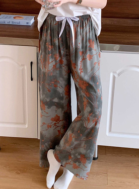 睡裤夏天女人造棉绸可外穿家居裤睡衣长裤绵绸大码宽松薄款春秋季