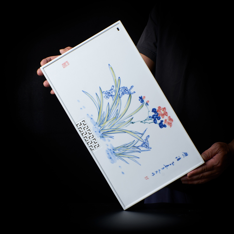 景德镇纯手绘青花山水茶托