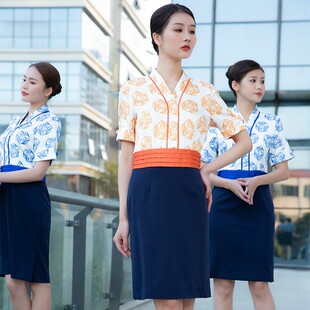空姐制服女奥凯连衣裙职业套装酒店美容医美工装ktv新中式工作服
