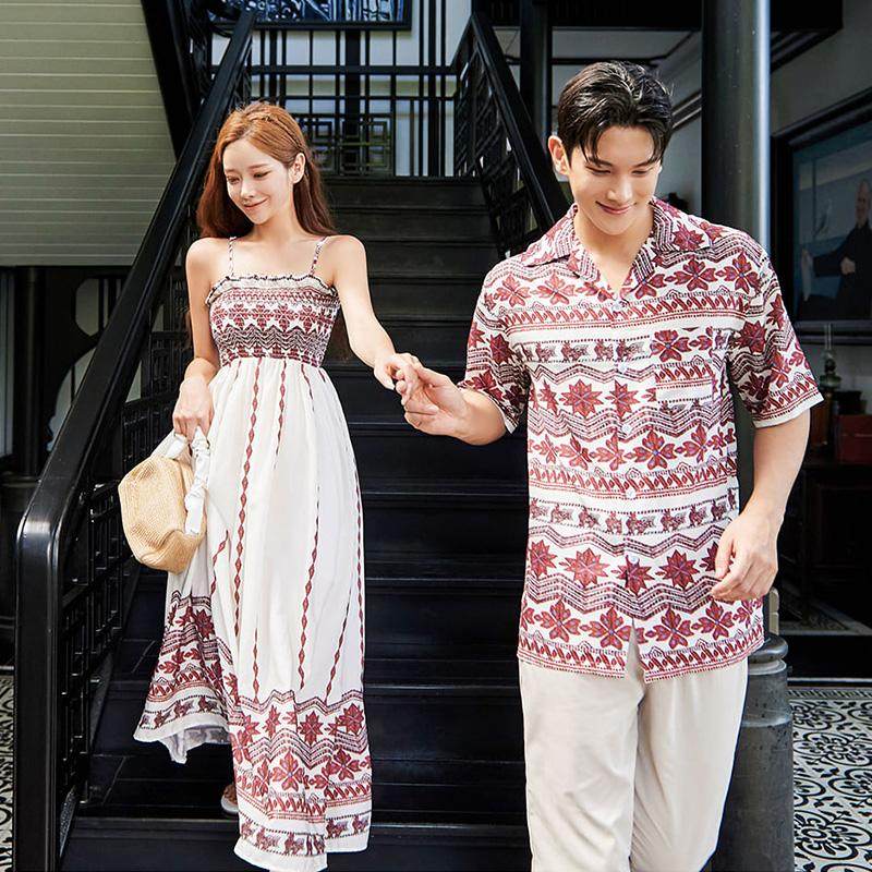 disoo情侣装夏季2026新款蜜月套装云南三亚海边旅游度假长裙衬衫