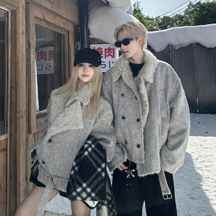 disoo情侣装冬装2025新款冬季羊羔毛超火套装保暖时尚高级感外套