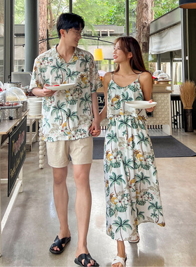 disoo情侣装夏装2026新款特别的一裙一衣套装沙滩海边连衣裙衬衫