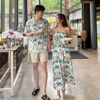 disoo情侣装夏装2026新款特别的一裙一衣套装沙滩海边连衣裙衬衫