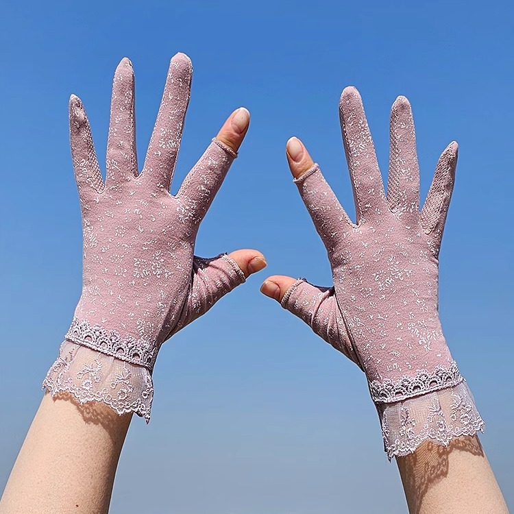 薄款防晒二指手套女开车骑行棉