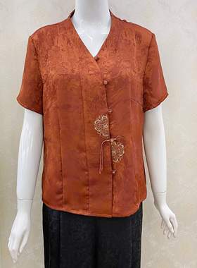 晟利达SL2420中老年仿桑蚕丝品牌香云纱套装夏季国风妈妈新款