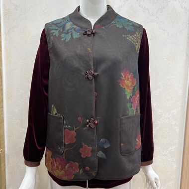 晟利达2568国风马甲两面穿中老年女装妈妈装奶奶装花色坎肩