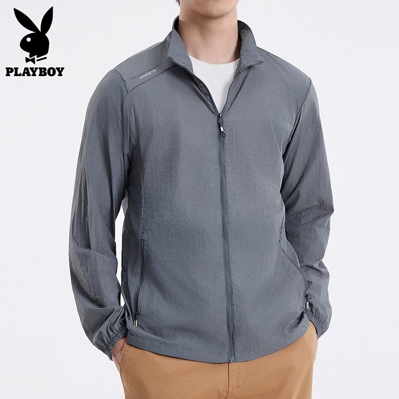 花花公子冰丝防晒衣男士夹克新薄款凉感外套2024夏季透气防晒服男