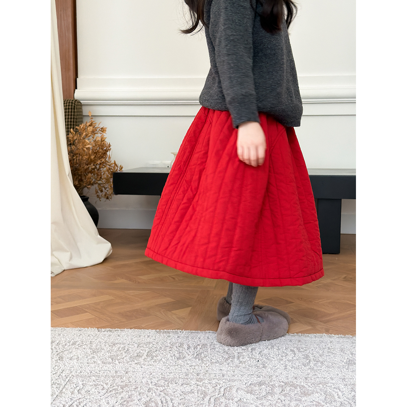 Harper kids 韩版复古文艺简约轻盈绗棉半身裙 H25A030987