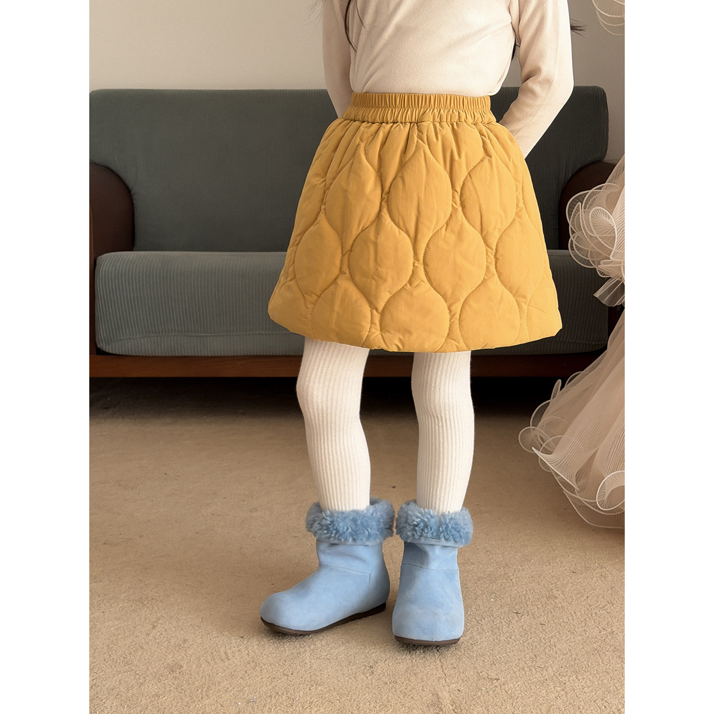 Harper kids 韩版女童松弛感极简夹棉设计感A字短裙 H25071125